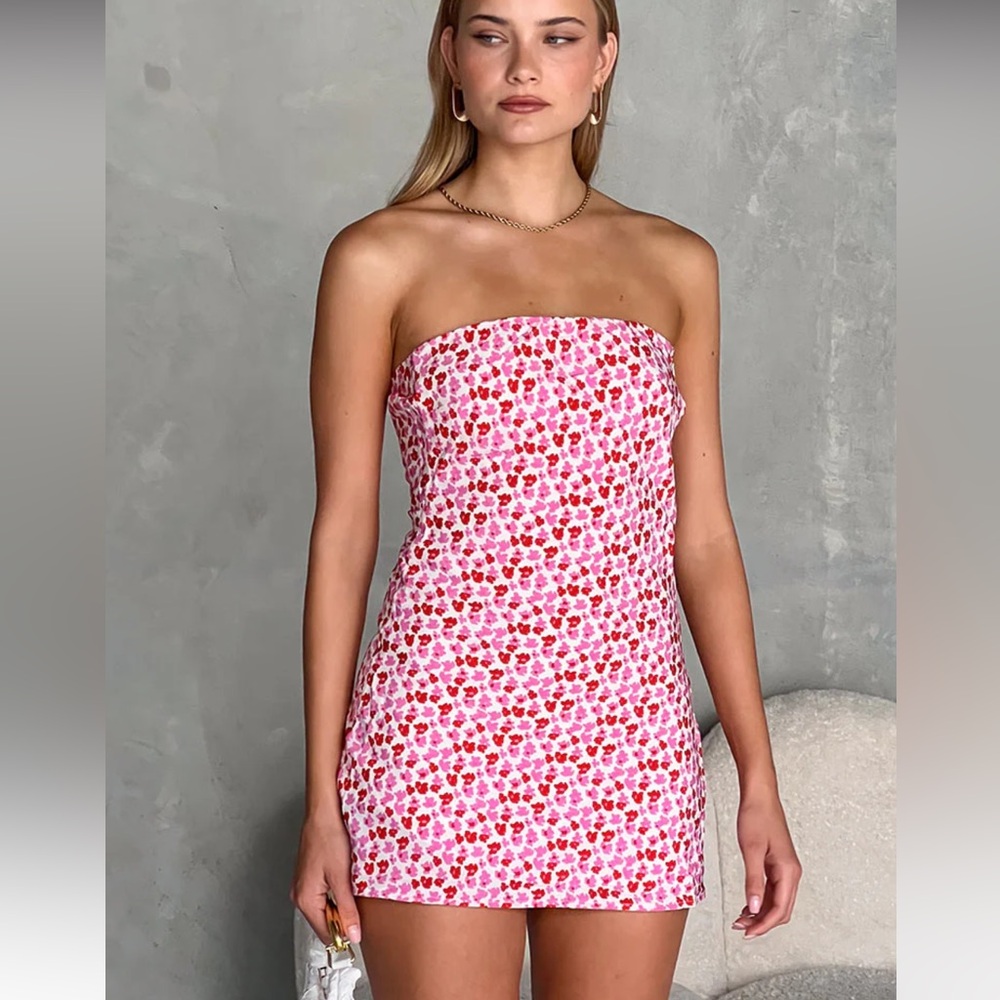 Beginning Boutique Ellie Pink And Red Speckled Mini Dress in xs